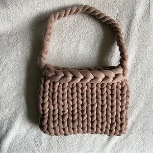 Beige Chunky Knit Shoulder Bag